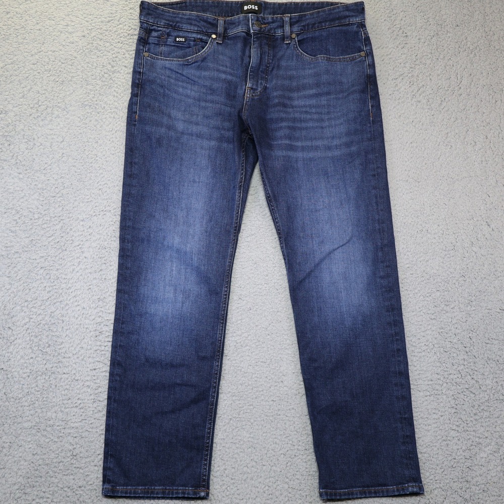 Hugo Boss Delaware Slim Mens Jeans 36x30 Dark Blue Stretch Denim Pants
